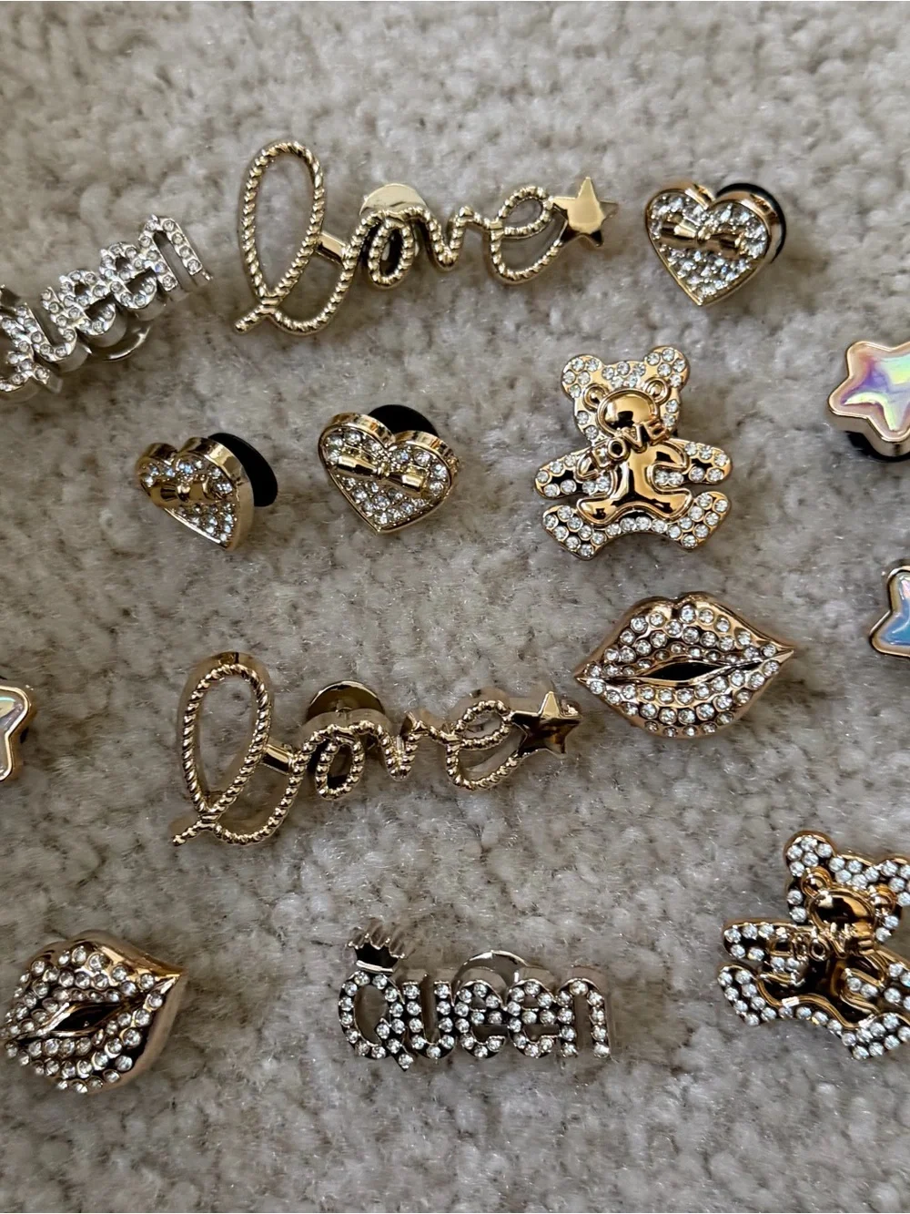 Gold Kids 'Love' & Heart Decorative Charms for Shoes Set